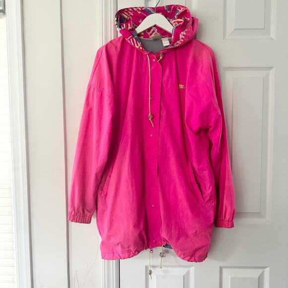 Nike Vintage 90s Hot Pink Purple Stripe Packable Fannypack Windbreaker Jacket L - Picture 3 of 13
